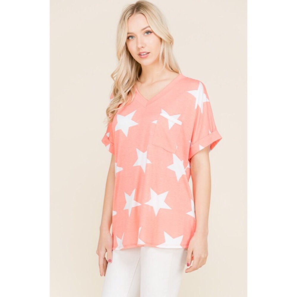Star print orange top - Picture 4 of 6